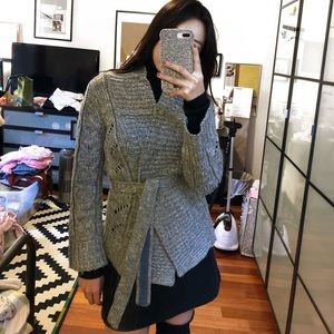 Gray knit cardigan